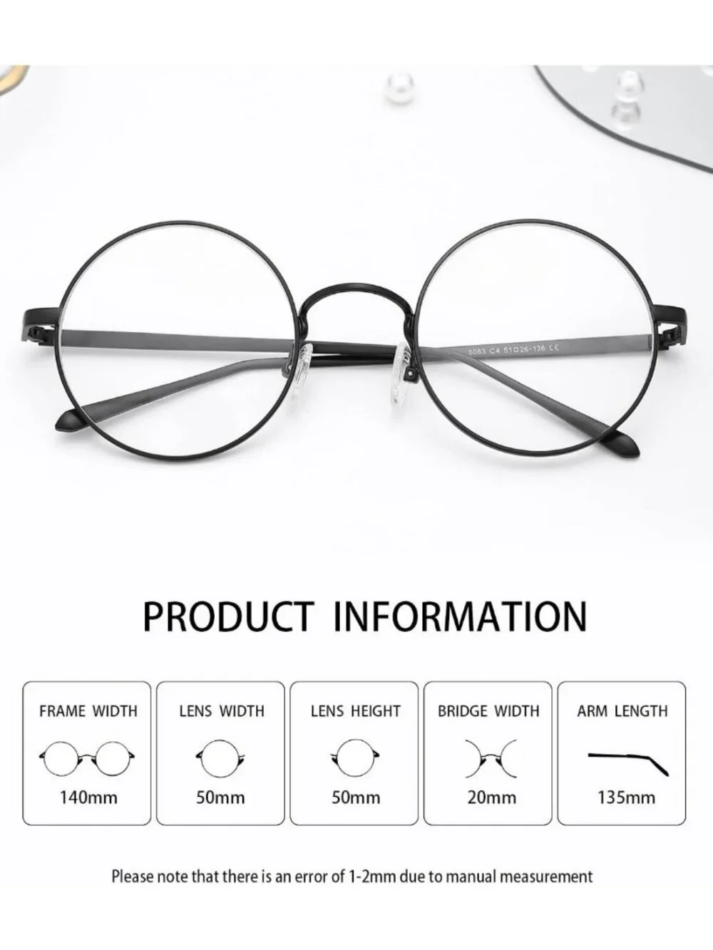 Retro Round Metal Glasses with Clear Lenses - Stylish Eyewear for Every Occasion